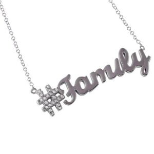Sterling Silver 925 Rhodium finish Hashtag Family